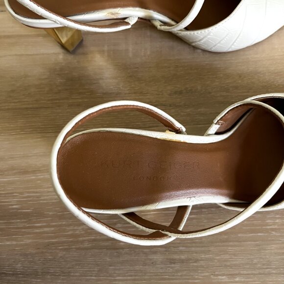 Kurt Geiger Della Beige Croc Print Pointed Toe Slingback High Heels - Picture 6 of 11